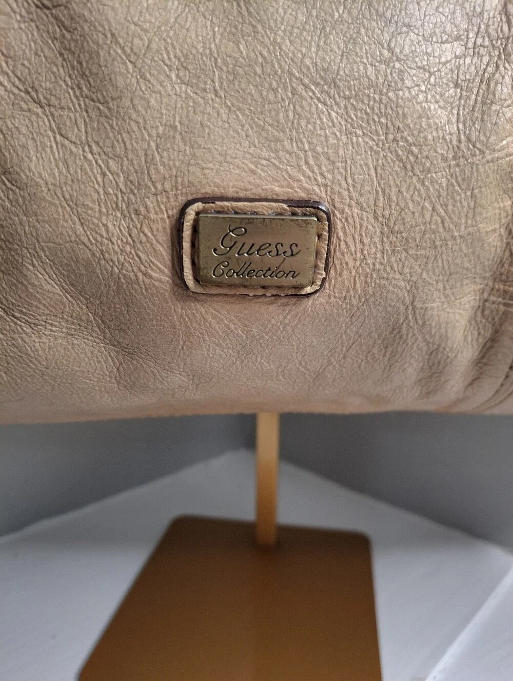 GUESS Collection Vintage Y2K Large Tan Satchel Shoulder Bag Tassel